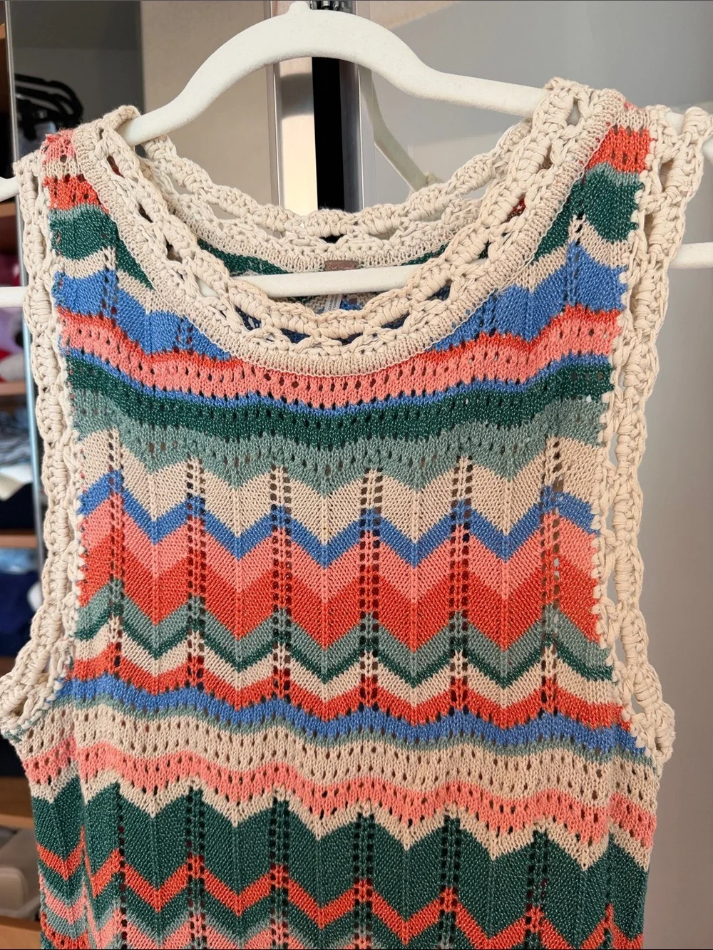 Free People Multicolor Chevron Crochet Mini Dress